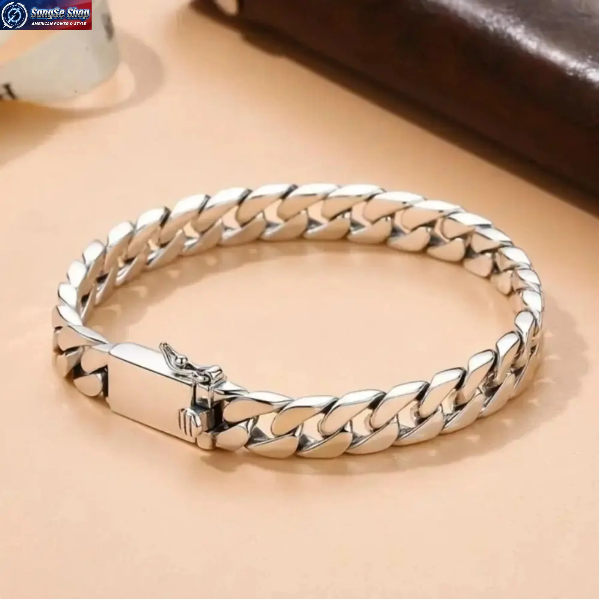 925 Sterling Silver Cuban Link Bracelet for Men, Flat Curb Chain with Secure Box Clasp, High Polish Hypoallergenic Tarnish-Resistant Jewelry for Daily Wear, Business, Party, Birthday & Father’s Day Gift