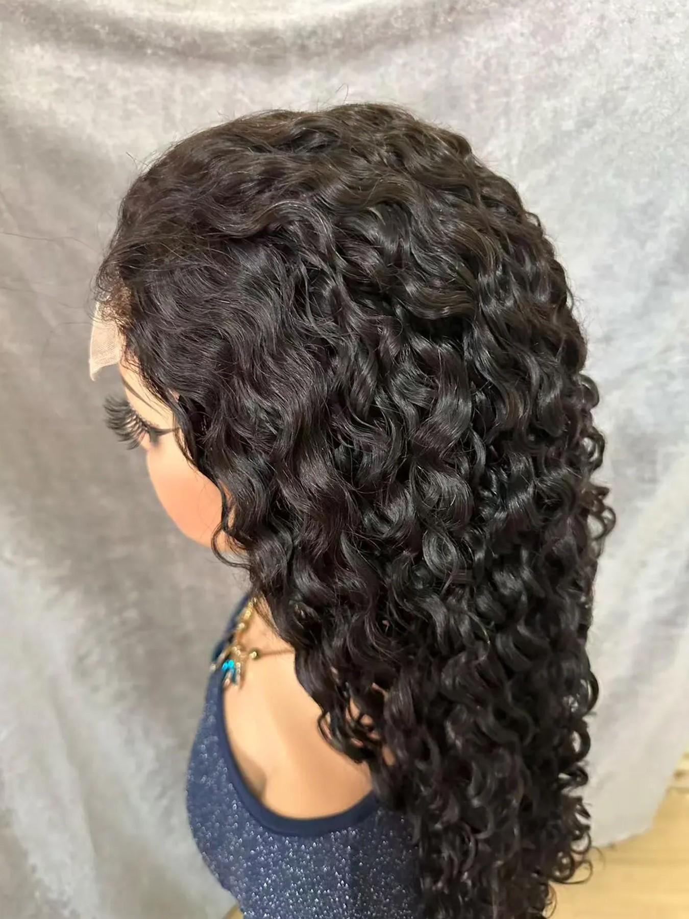 Peruvian Remy Human Hair Lace Front Wigs Glueless Replacement Wig 5x5 HD Lace Closure Water Wave Free Part Pre Plucked With Baby Hair Natural Hairline Women's Premium Unprocessed Real Human Hair Suitable for Daily Party Wear