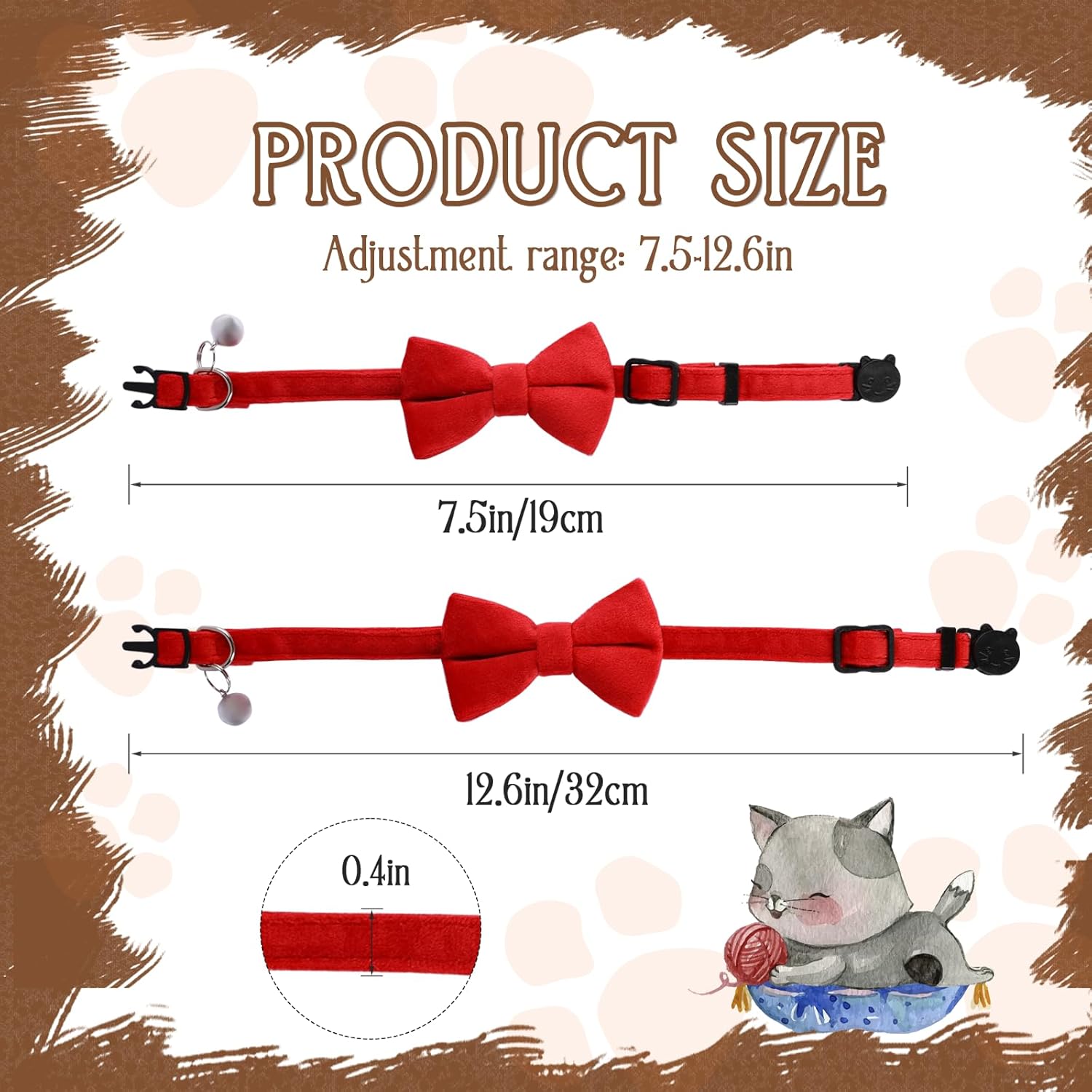 Adjustable Pet Collar with Bell, Cute Bowknot Design Pet Collar with Safety Buckle, Pet Accessories for Small Dogs & Cats