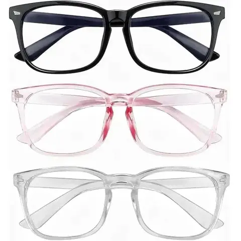1/2/3 Pack Preppy Minimalist Blue Light Blocking Fashion Square Eyeglasses - Trendy Casual, Lightweight Stylish Trendy Eyewear, Classic Non-Prescription Frames for Men & Women, Daily Back to School Accessories, Trendy Casual Eyeglasses