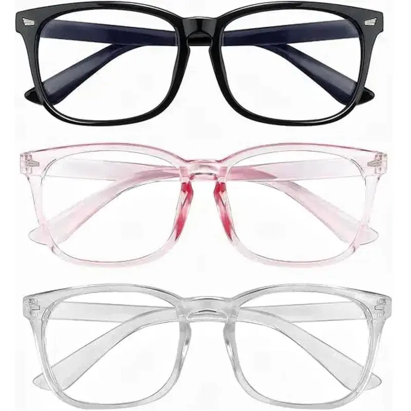 1/2/3 Pack Preppy Minimalist Blue Light Blocking Fashion Square Eyeglasses - Trendy Casual, Lightweight Stylish Trendy Eyewear, Classic Non-Prescription Frames for Men & Women, Daily Back to School Accessories, Trendy Casual Eyeglasses
