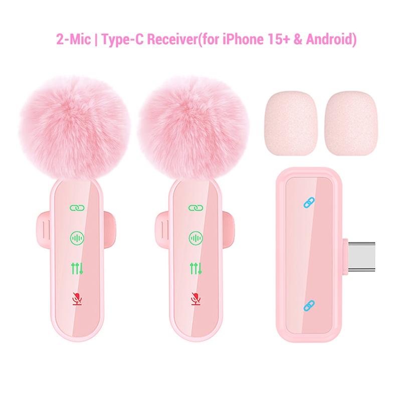 Professional Wireless Lavalier Microphone for iPhone, Android -, Mini Microphone with Status Display, Rechargeable Lapel Mic, Crystal Clear Sound Quality for Recording, Live Streaming, Vlog, TikTok