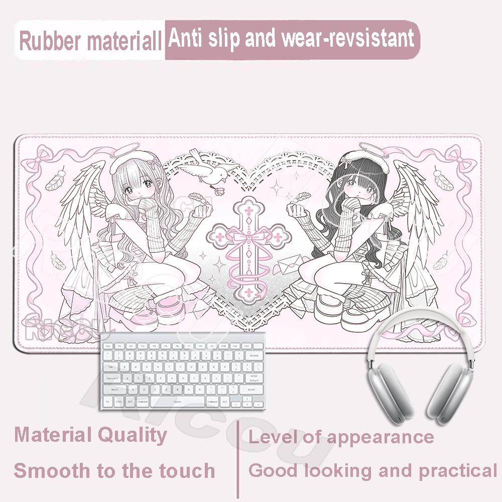 Cute Kawaii Anime Girl Desk Mat Laptop Large Pink Mousepad Gift Student Placemat Computer Keyboard Anti slip Pink Mouse Pad
