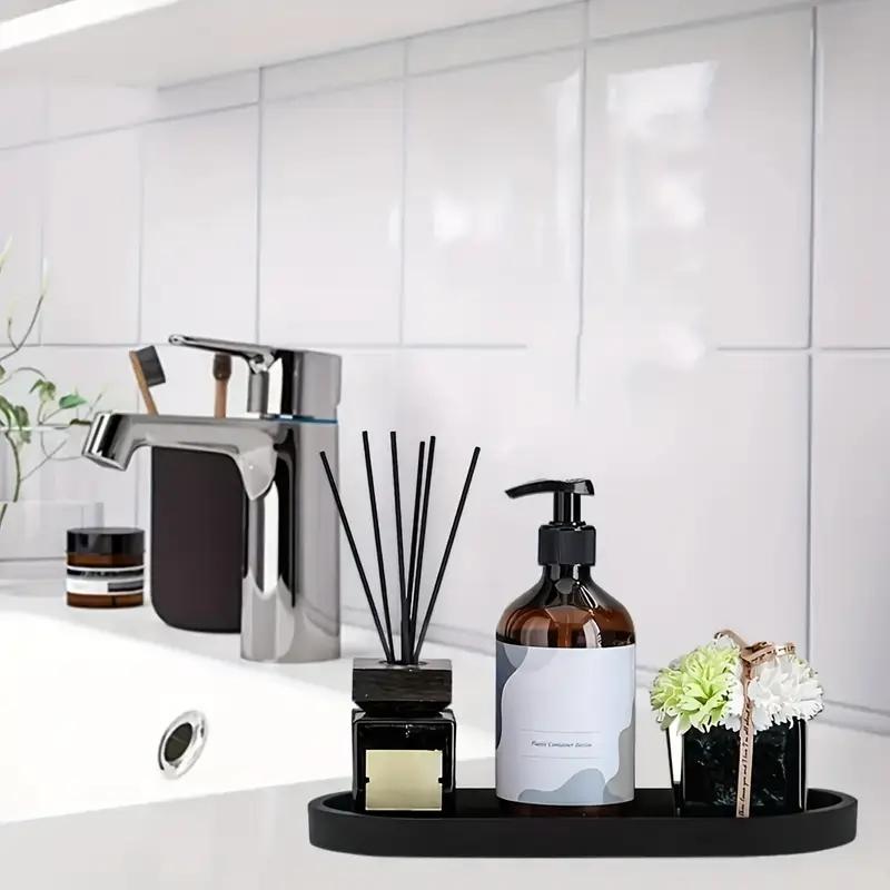 Silicone Marble Pattern Bathroom Tray, Oval Jewelry Storage Tray, Multi-Functional Decorative Tray for Candle Soap Plant Cosmetics, Bathroom Decoration Supplies