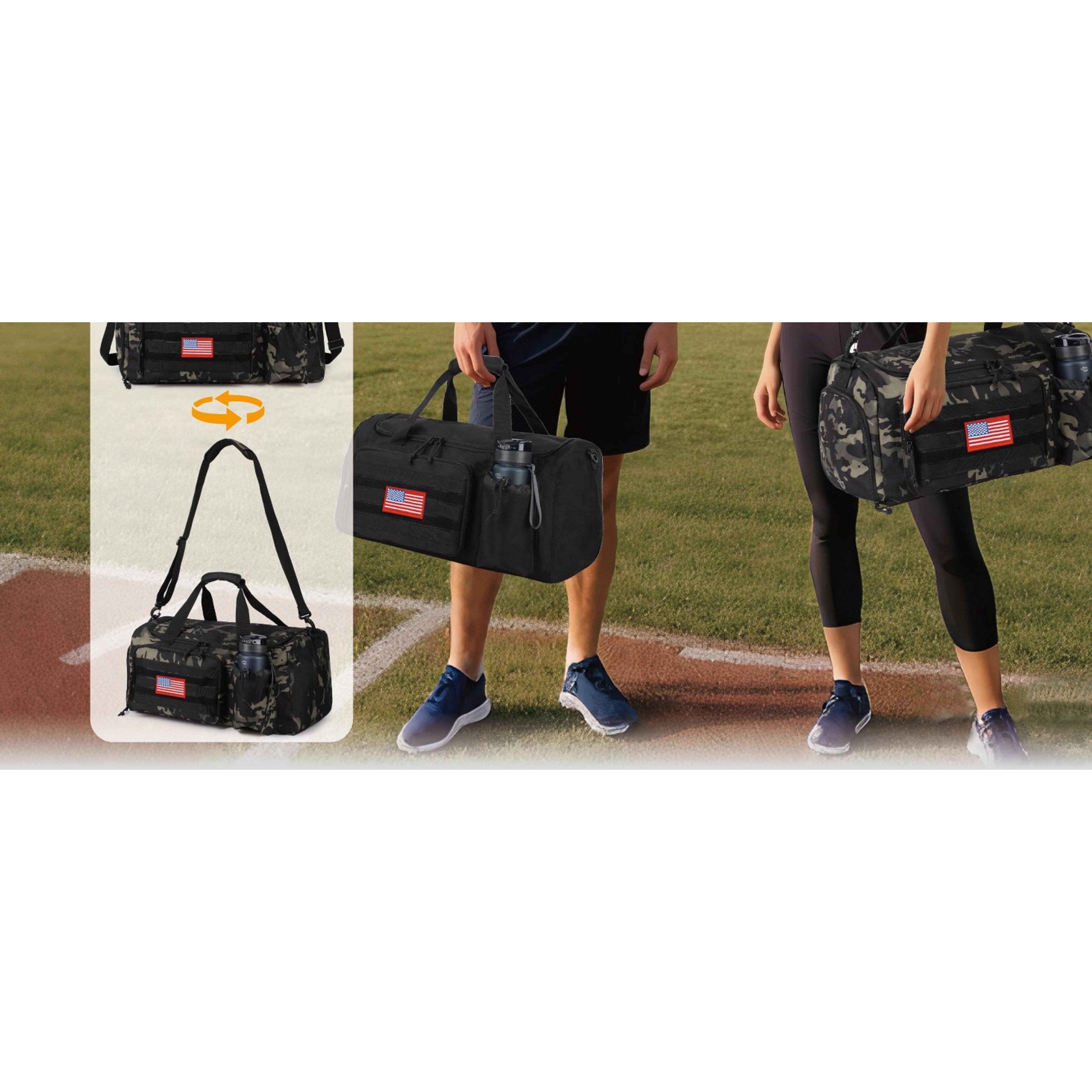 Tactical Gym Bag for Men, 60L Large Capacity Duffle Bags with Shoes Compartment, Sports Bag with wet compartment, Multi-functional Weekend Bags Suitable for Travel, Camping, Hiking