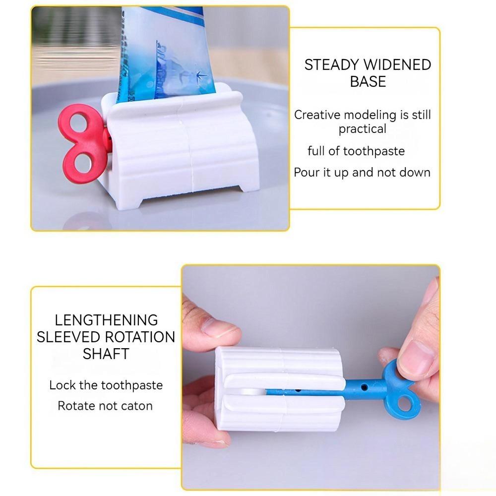 No-Install Toothpaste Squeezer with Strong Adhesion Roller, 360° Rotation for Full Squeeze, Non-Slip & Waterproof Holder, Bathroom Countertop Organizer for Tubes.