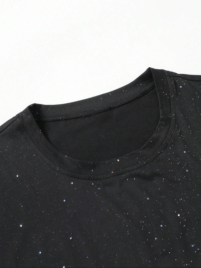 New Men's Casual Short Sleeve T-Shirt, Fashlon Starry Sky Reflective Design, Sparkling Like a Starry Sky, Essential Item for Men's Outdoor Activities,Multiple colors to choose from
