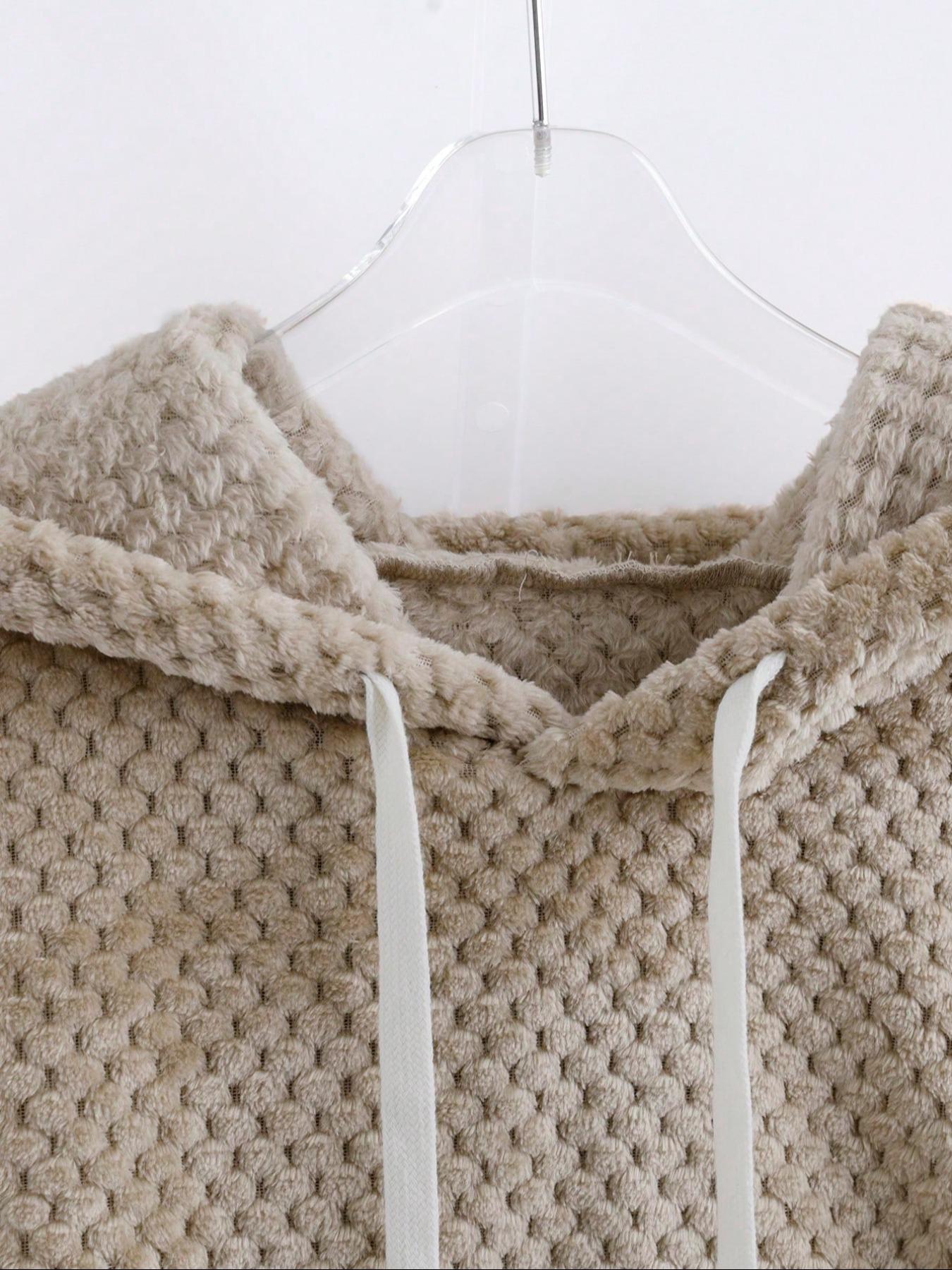 Women's Color Blocking Hooded Hoodie Sweatshirt, Plush Soft, Fluffy, Fall & Winter Warm Casual Wear, Loose-Fitting Daily