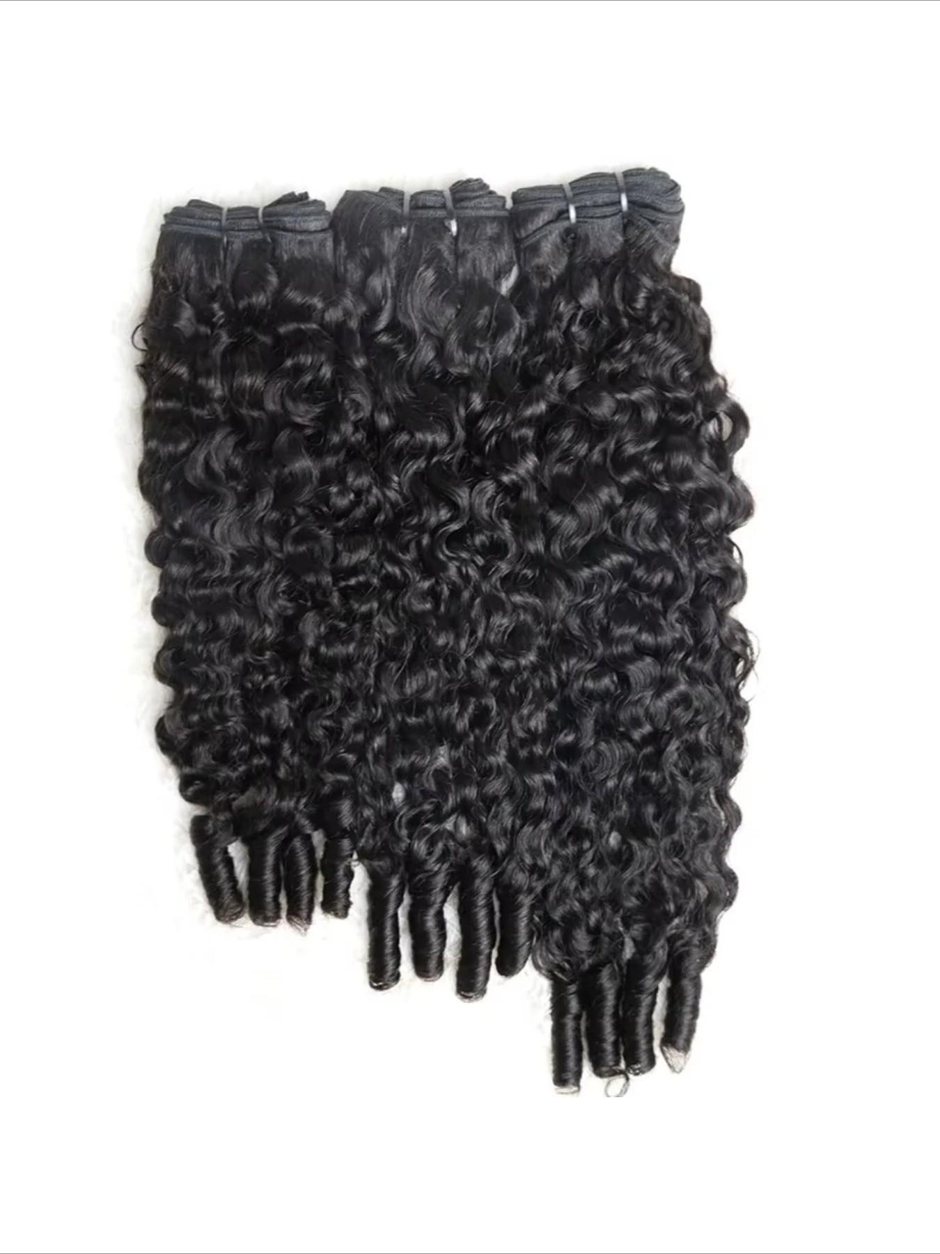 30 Inch Natural Black Burmese Curly Human Hair Bundles Brazilian Virgin Remy Double Weft 3/4 Bundles For Whole Head Raw Hair Quick Weave Water Wave With Spiral Curly End Real Hair Extensions