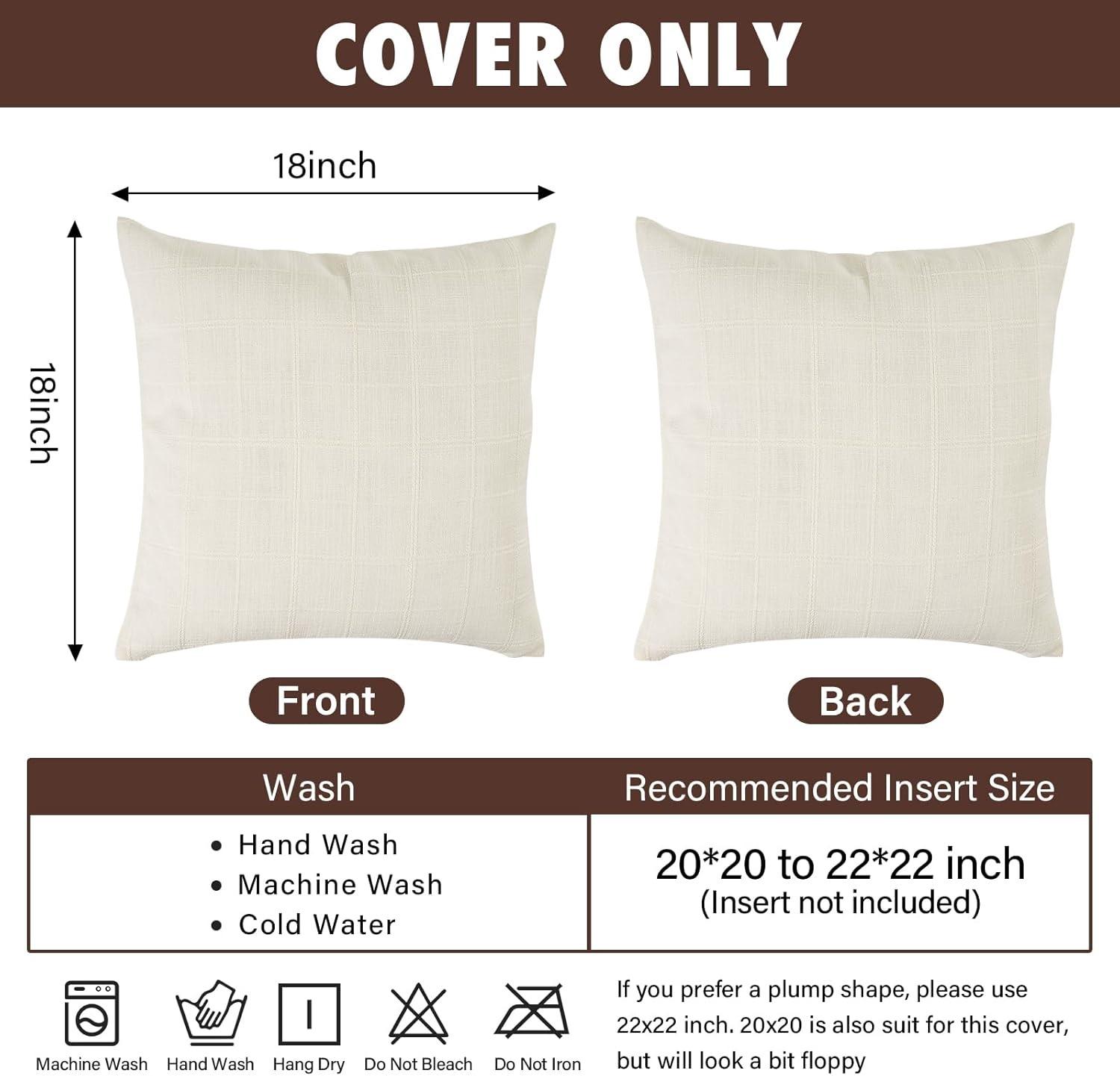 2Pcs Throw Pillow Covers Plaid Neutral Farmhouse Vintage Decorative Pillow Cover 45x45cm Square Boho Modern Pillowcase for Sofa Couch Living Room