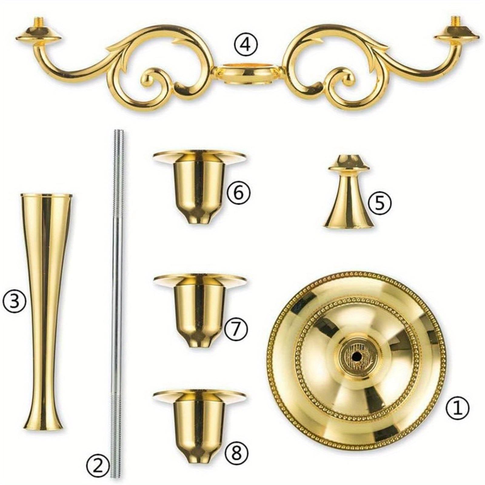 three-head gold candlestick, metal candlestick, gothic candlestick, vintage candlestick, suitable for weddings, churches, Halloween, Christmas, formal events, hotel living room and western restaurant table decoration.