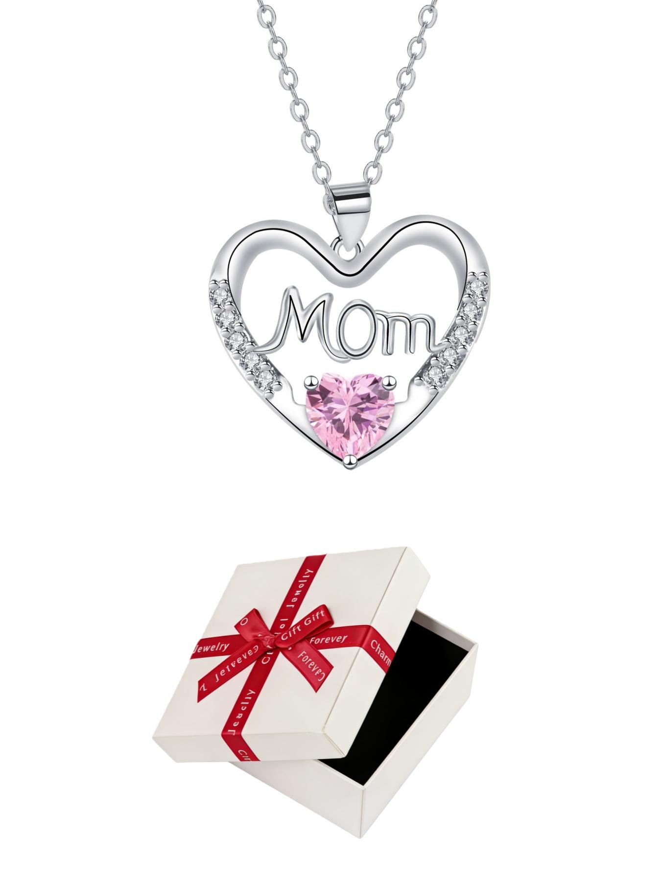 Heartprint Motherly Love Original MOM luxury premium heart-shaped gem necklace.Paired with a preserved rose & teddy bear jewelry gift box.Perfect mysterious gift for festivals, birthdays, Valentine's Day, Mother's Day and Christmas.