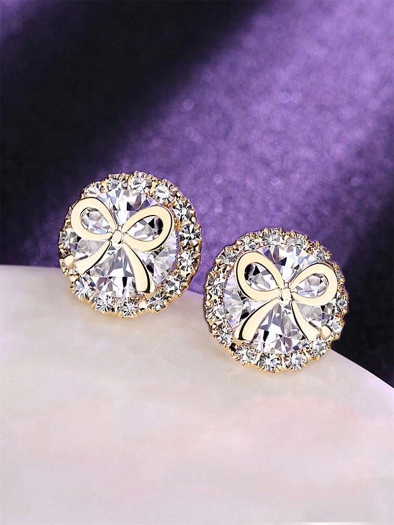 Summer Faux Pearl & Rhinestone Decor Bow Design Dangle High Quality Earrings, Elegant Jewelry for Women for Party, Daily Clothing Decor, Trendy Jewelry As Gift