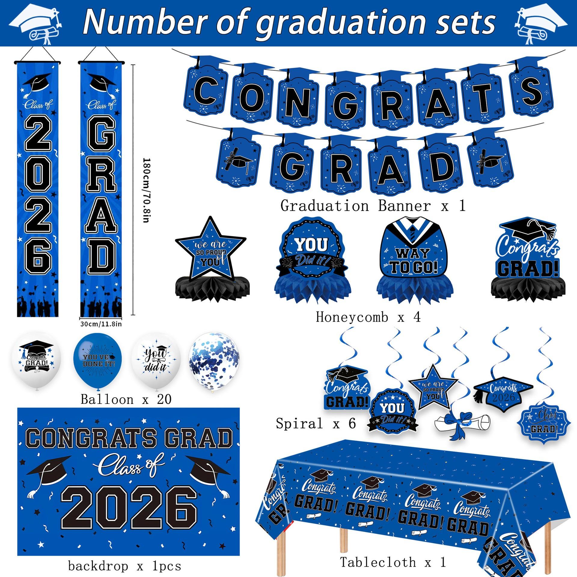 2026 Graduation Decoration Set, Theme, Banner, Background Board, Balloons, Ribbons, Party Supplies for High School & University Graduations