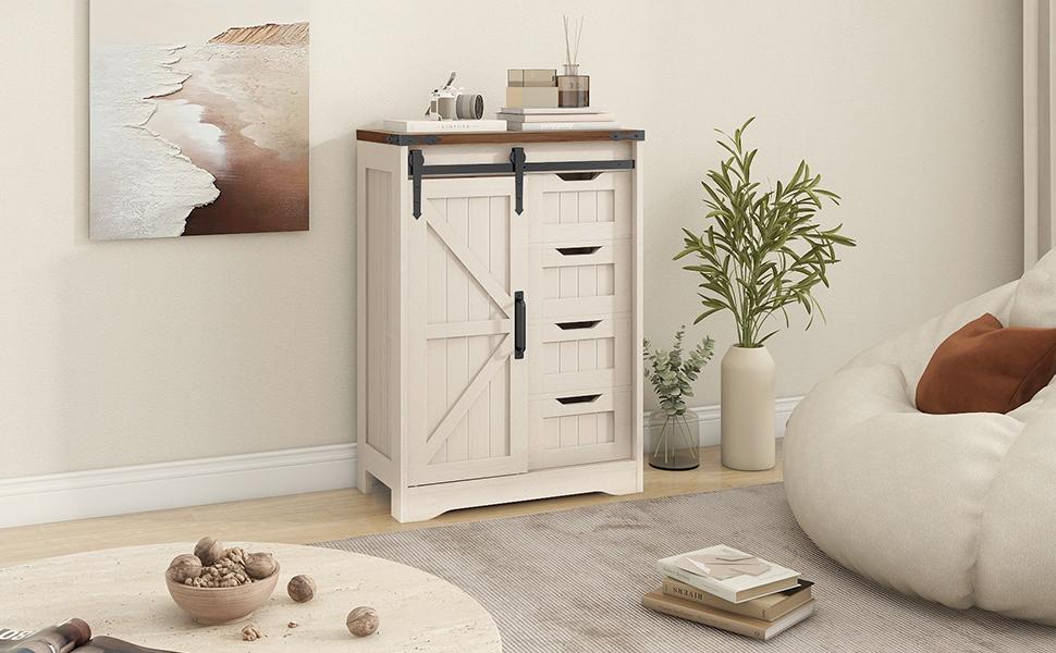 Vabches Farmhouse Bathroom Floor Storage Cabinet, Bathroom Cabinet with Drawer, Floor Storage Cabinet, Farmhouse Storage Cabinet for Bathroom, Kitchen, Living Room, Rustic Style Cabinet