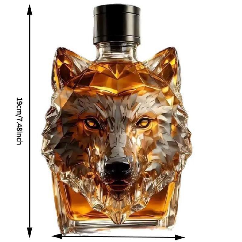 Luxury Wolf Crested Whiskey Bottle, Exquisite Animal Shaped Decanter, Premium Collector's Item, Home Bar Centerpiece, Unique Gift Idea