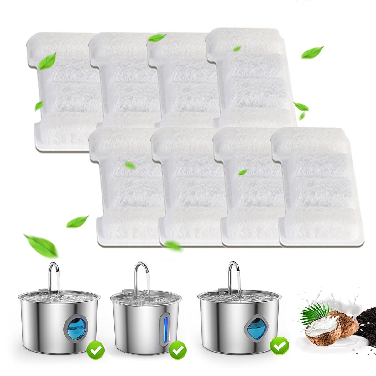 8/16 Pack Cat Water Fountain Filters, Pet Replacement Filters for Stainless Steel 67oz/2L, 108oz/3.2L Faucet-Shaped Pet Water Fountain Dog Water Dispenser