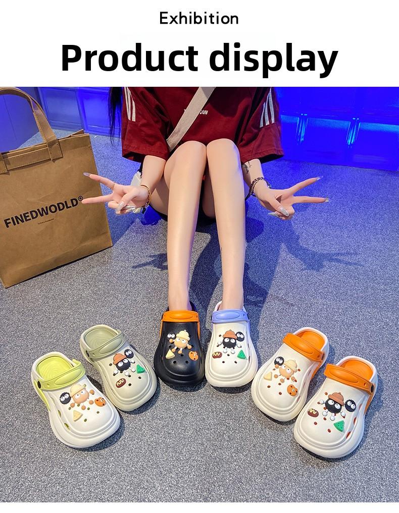 Women's EVA Platform Clogs, Summer New Cute Cartoon Charms Cloud Puff Thick Sole Non-Slip Beach Sandals