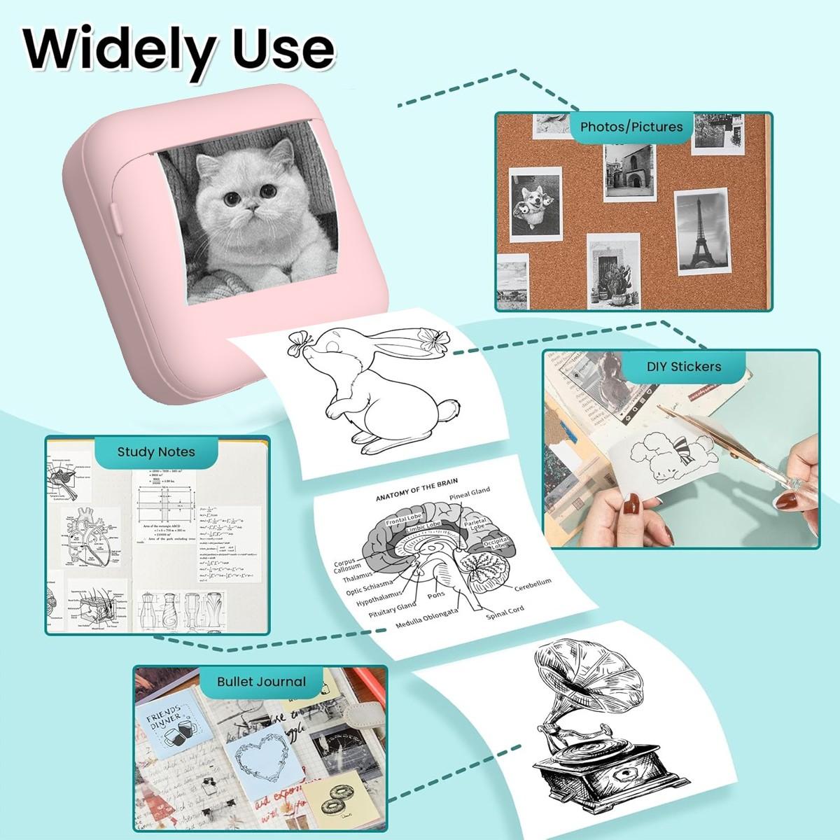 Portable Wireless Mini Printer, Thermal Inkless Pocket Printer, Compatible with iOS and Android, Ideal for Photos, DIY Projects