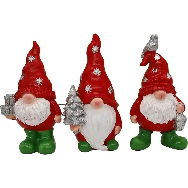 Set of 3 Resin Gnome Figurines, Home Decor & Kitchen Accessories, Perfect Christmas Living Room Decoration, Unique Gift Idea