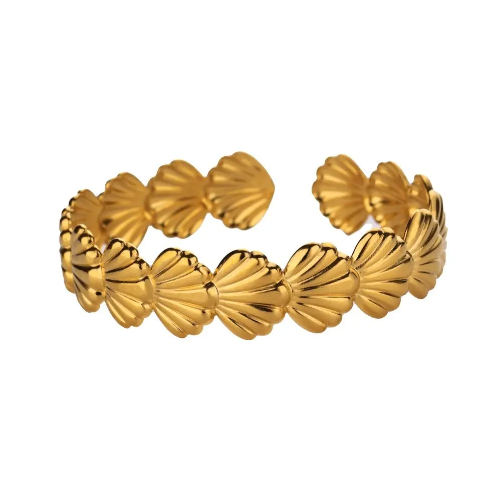 Gold stainless steel shell opening bracelet