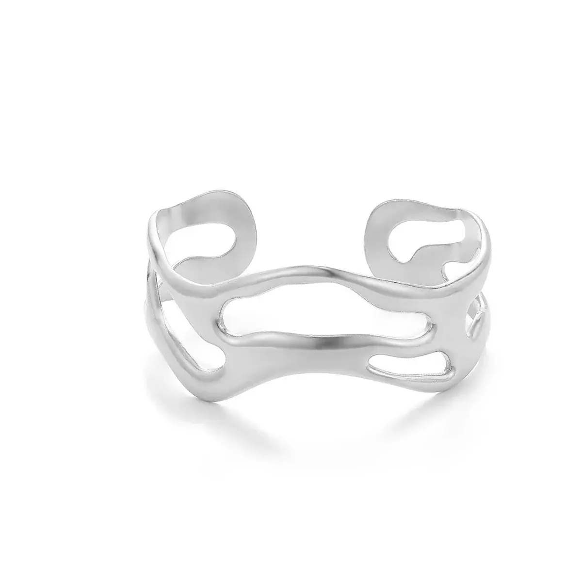 White gold stainless steel geometric opening 