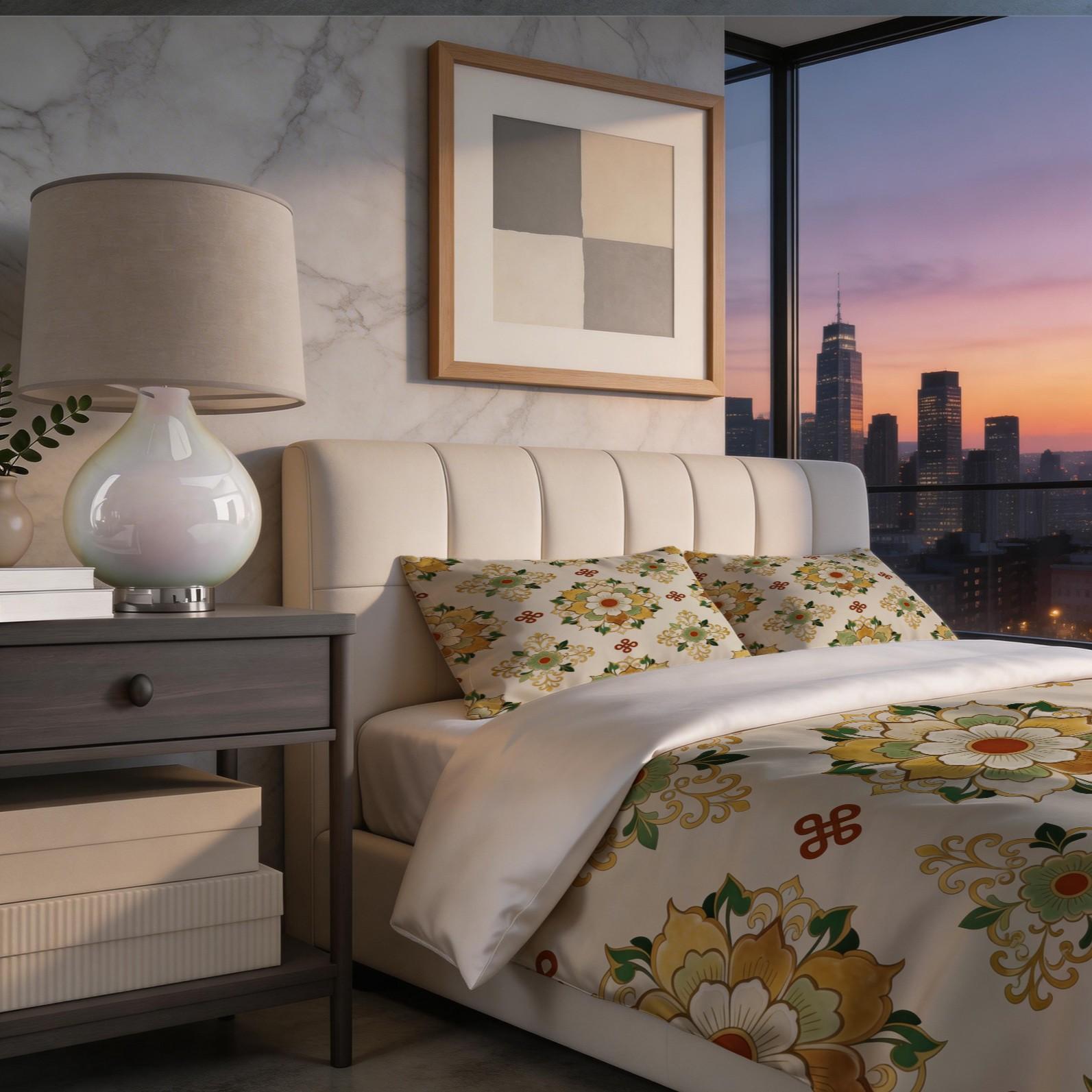 2/3 Piece Vintage Floral Mandala Duvet Cover Set, HD Digital Printed Comforter Cover, Soft Breathable All-Season Bedding Set with Zipper & Corner Ties, No Inserts for Bedroom Decor