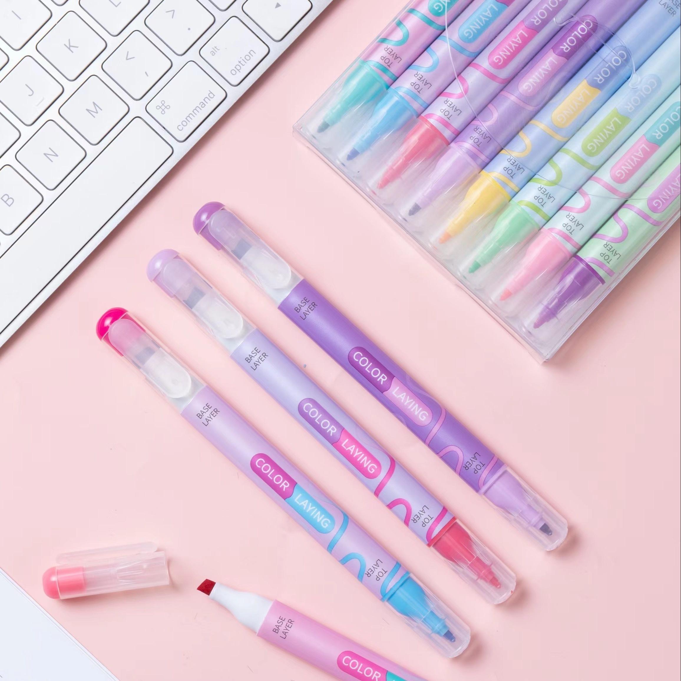 8/16 color highlighter pen set, double-ended two-color marker pen, color-changing magic pen, creative pen, Holiday gift pen, non-transparent, non-fading, suitable for diary, school and office supplies - ideal Christmas and Easter gifts