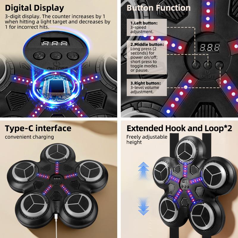 Bluetooth-compatible Smart Music Boxing Machine Hanging Target, Countable Fast Reaction Sandbag, Interactive Home Gym, Includes Charging Cable and Gloves, Boxing Set