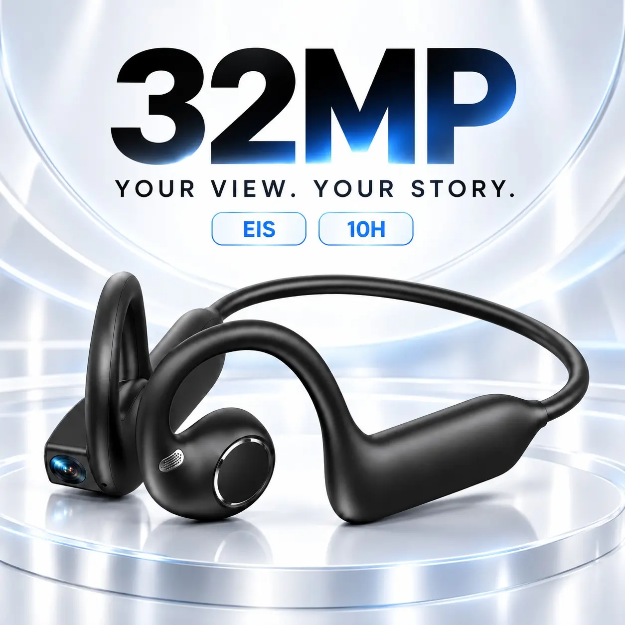 32MP AI Shooting Headphones, EIS Stabilized HD Video Recording, 160+ Language Instant Translation, Open-Ear Bone Conduction Wireless Audio, Smart Voice Assistant, Touch & Button Control, Sport Headset for Outdoor Vlogging and Travel, Christmas Gift, Hallo