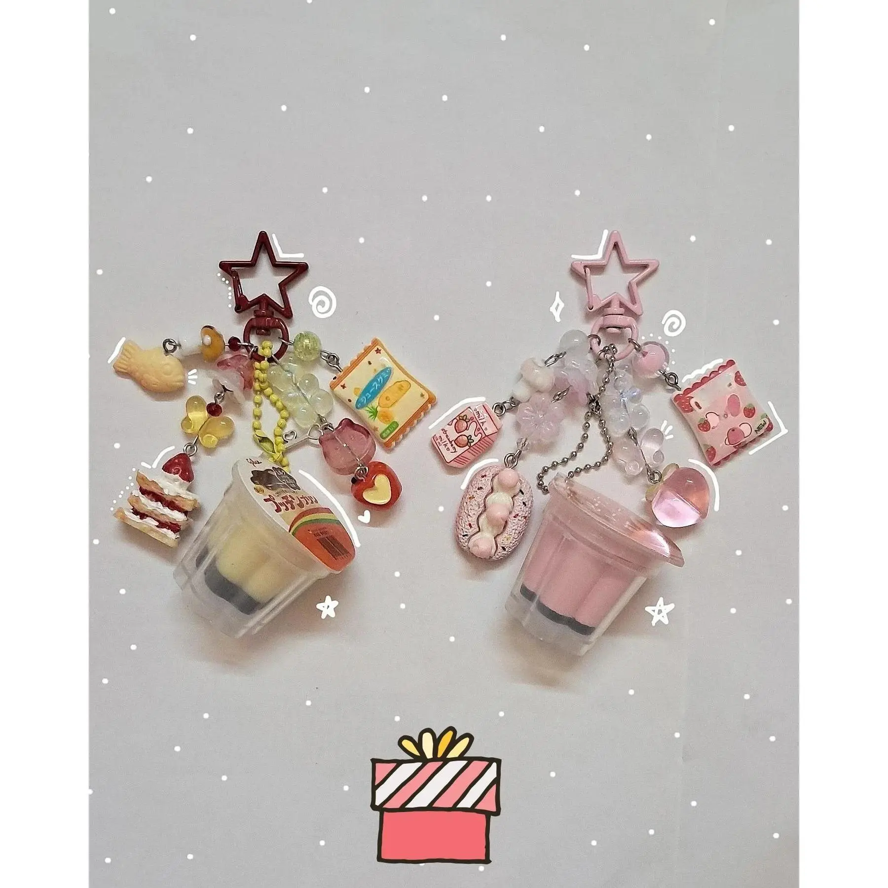 Super cute pudding jelly keychain handmade aesthetic design Y2K