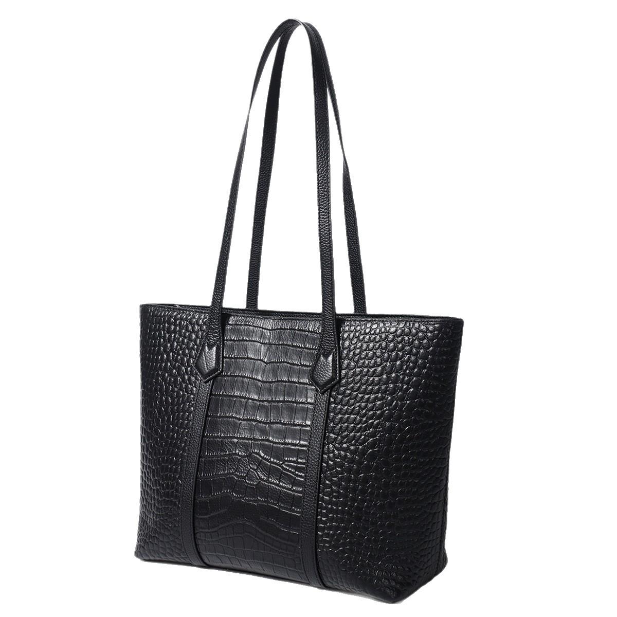Cross-border leather alligator pattern Cowhide Bag large-capacity women's new versatile casual shoulder bag premium daily commuter tote bag 2026