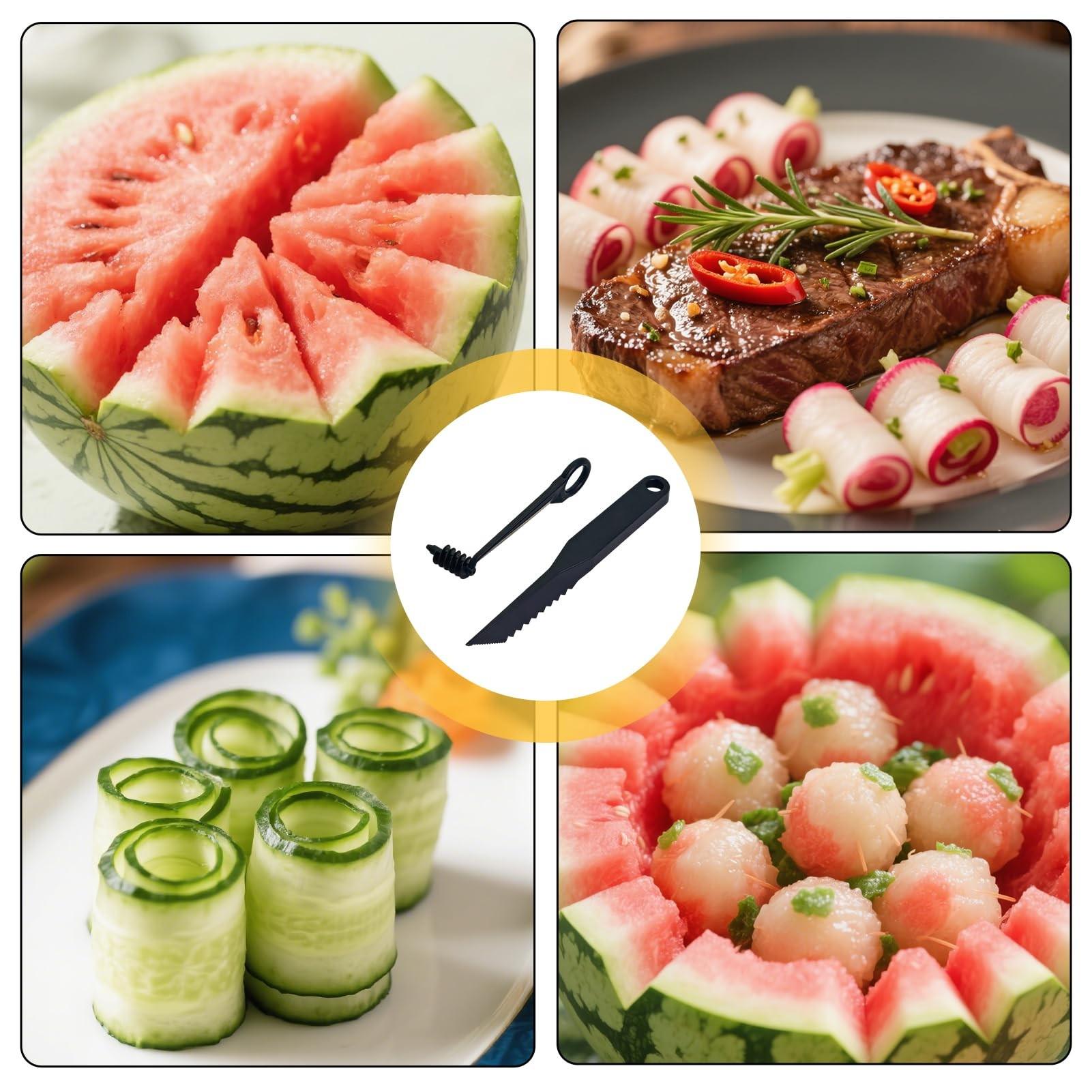 Multi-Functional Spiral Slicer & V-Shaped Carving Tool Set, Fruit Shape Cutter, Kitchen Accessories for Vegetables, Restaurant Tools