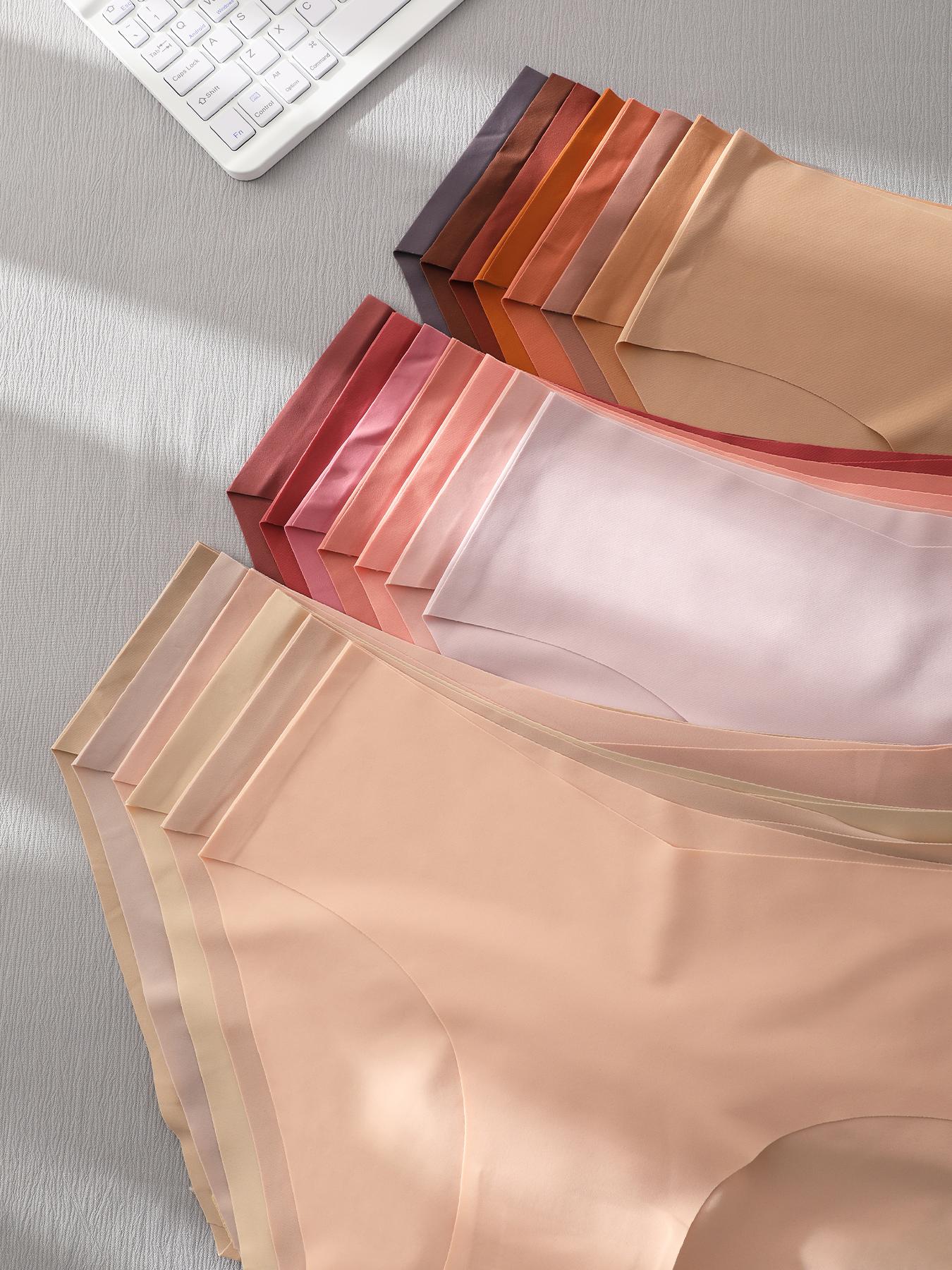 Women's random colors soft seamless Briefs (5/7/10/12 pcs), suitable for daily work and activities, autumn and winter daily use