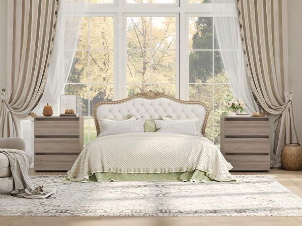 FOTOSOK White Nightstand with 3 Drawers, White Bedside Table Night Stand, Sofa Side Table 3 Drawer Nightstand for Bedroom