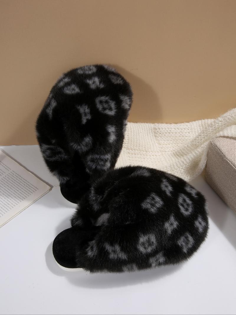 New Trendy Plush Fur Slippers, Valentine's Day Gift for Girls, Super Cute Fashion Warm Home Shoes, Fuzzy Warm Slippers, Anti-Slip Thick Sole Cotton Slippers