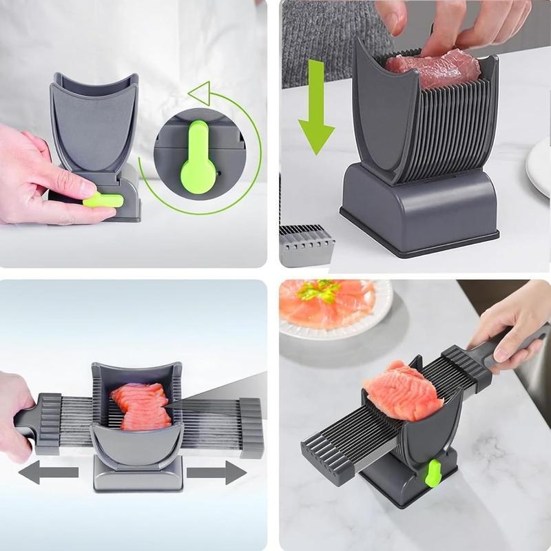 Manual Meat Slicer – The Must-Have Tool for Every Kitchen | Manual Knife Set with Adjustable Thickness 2 or 4 mm for Slicing and Shredding Beef, Pork, Lamb - Great for BBQ, Hot Pot and Home Cooking
