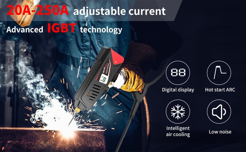 110V Portable Handheld Welder, 110V 20-250A Adjust Portable Welder with Rotary Switch & Digital Display Welding Gun, 1/16-1/8" ARC Stick Welder, Handheld Welder Portable Welding Machine