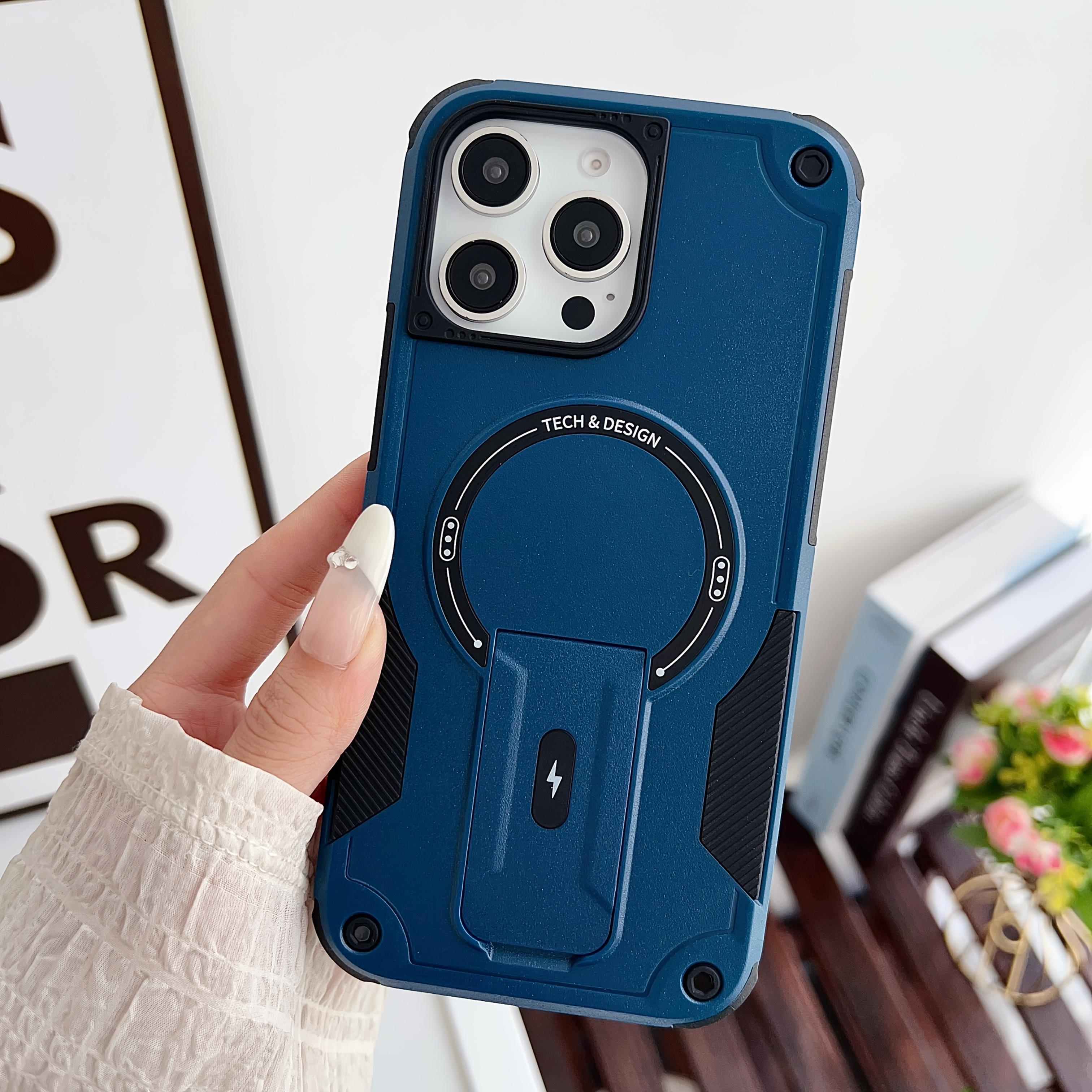 Heavy Duty Mechanical Armor Style Case with Magnetic Adsorption, Anti-Slip Design, Hidden Stand for iPhone 17 16 15 14 13 12 11 Pro Max Full Coverage Protection