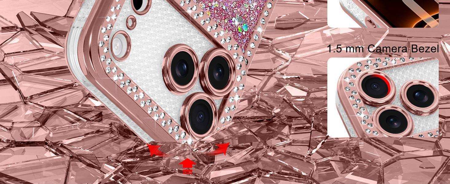Lafunda for iPhone 17 Pro Max Case Glitter, Luxury Shiny Bling Sparkly Bumper Cover with Crystal Diamonds for Women Girls Soft Slim Shockproof Protective Phone Case for iPhone 17 Pro Max 6.9", Gold