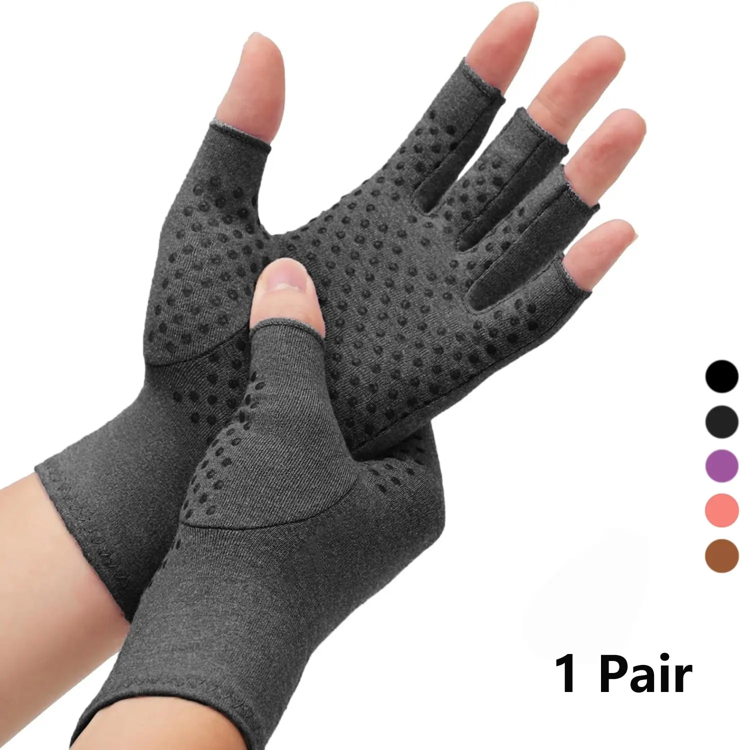 Anti-Slip Compression Gloves for Hand Care, Fingerless Grip Gloves for Women & Men, Ideal for Daily Use and Computer Typing, Non Slip Gloves