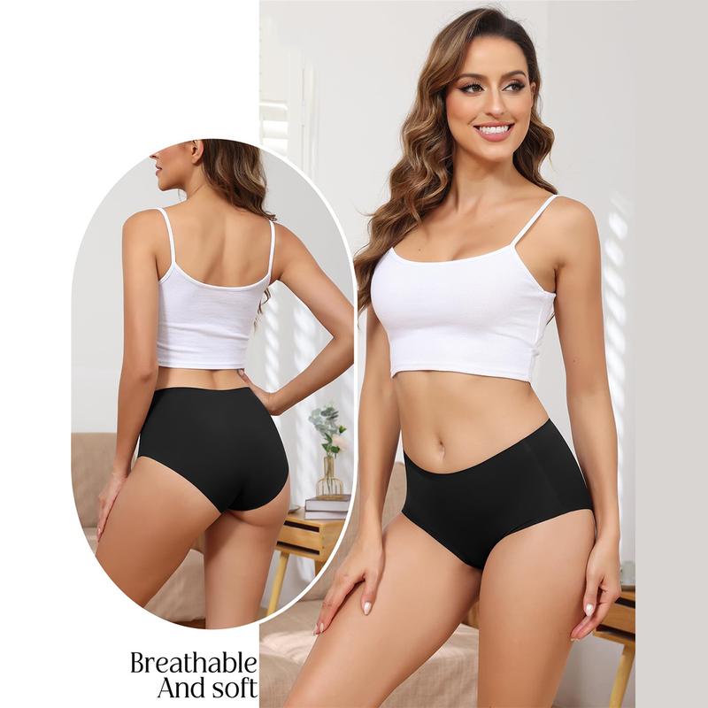 LEVAO 6 Pack Seamless Mid-Rise Underwear for Women – No Show, Full Coverage, Stretchy Cheeky Briefs S-XXL