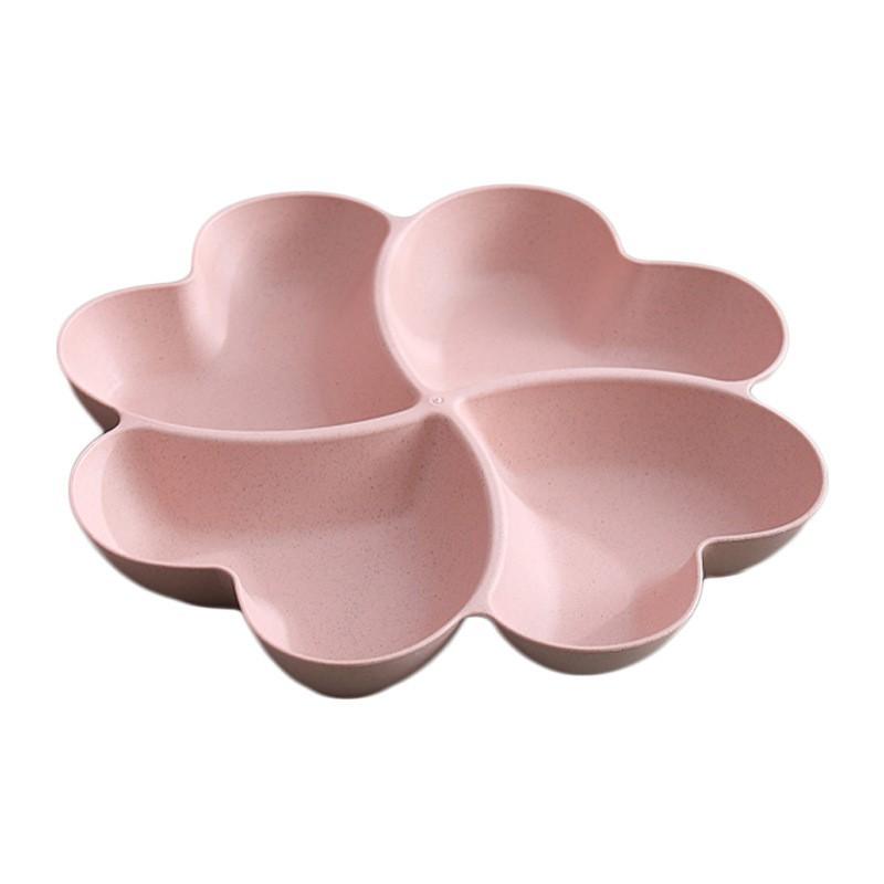 Heart-Shaped Clover Fruit Tray, Creative Snack Organizer for Home, Living Room Storage Bins, Partitioned Small Treats Fruit Bowl