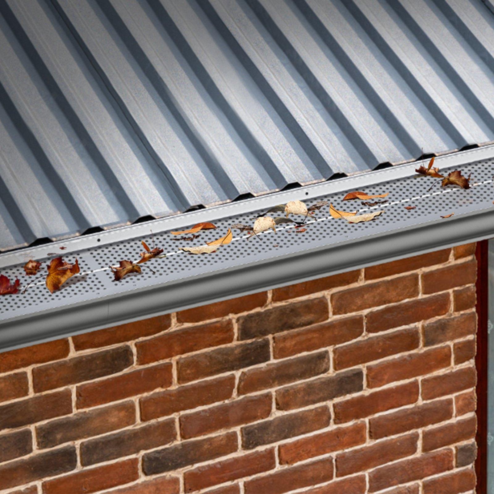 VEVOR Gutter Guard, 6 inch Width, Aluminum Leaf Filter DIY Gutter Cover, 52 PCS 208 ft Total Length, 0.157'' Hole Diameter & 0.02'' Thick Gutter Guards Fits Any Roof or Gutter Type