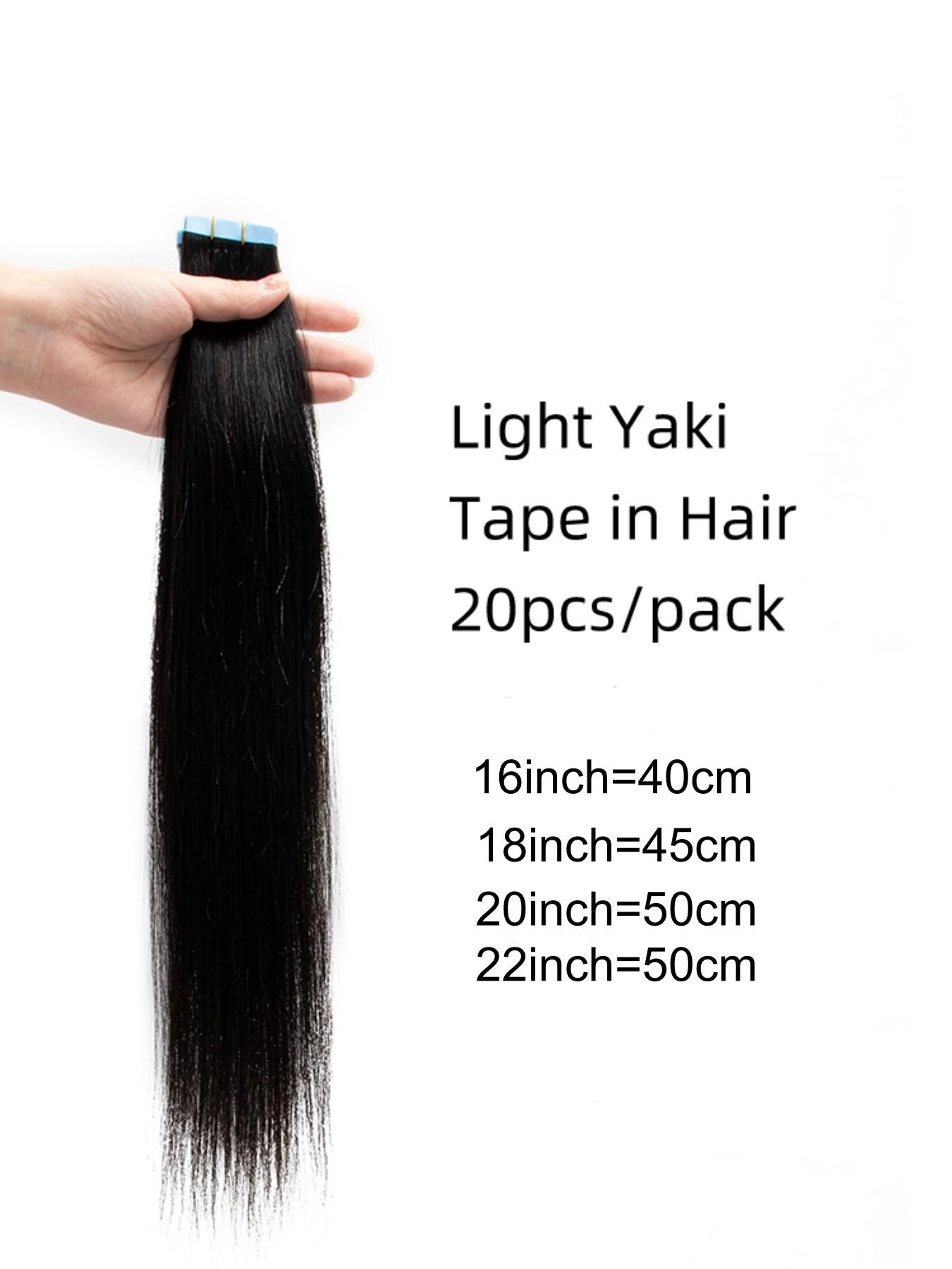 Light Yaki Tape In Hair Extensions Human Hair Silky Cuticle Remy Tape in Extensions Silk Pressed Yaki Tape ins 16-22inch 20pcs