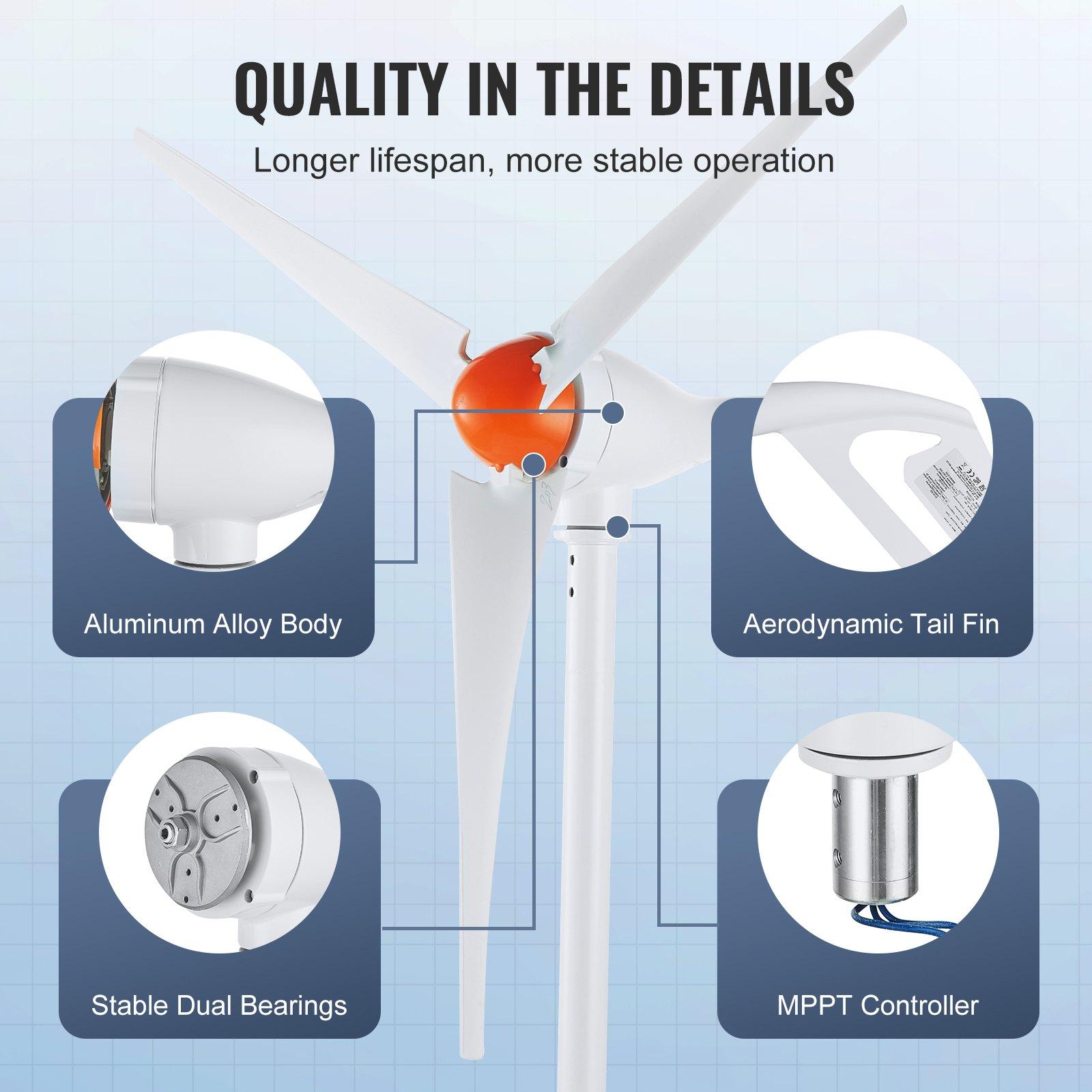 【Summerfinds】VEVOR 500W Wind Turbine Generator with Anemometer, 12V Wind Turbine Kit, 3-Blade Wind Power Generator, MPPT Controller & Adjustable Windward Direction, Suitable for Home, Farm, RVs, Boats 【Summerfinds】VEVOR 500W Wind Turbine Generator with Anemometer, 12V Wind Turbine Kit, 3-Blade Wind Power Generator, MPPT Controller & Adjustable Windward Direction, Suitable for Home, Farm, RVs, Boats