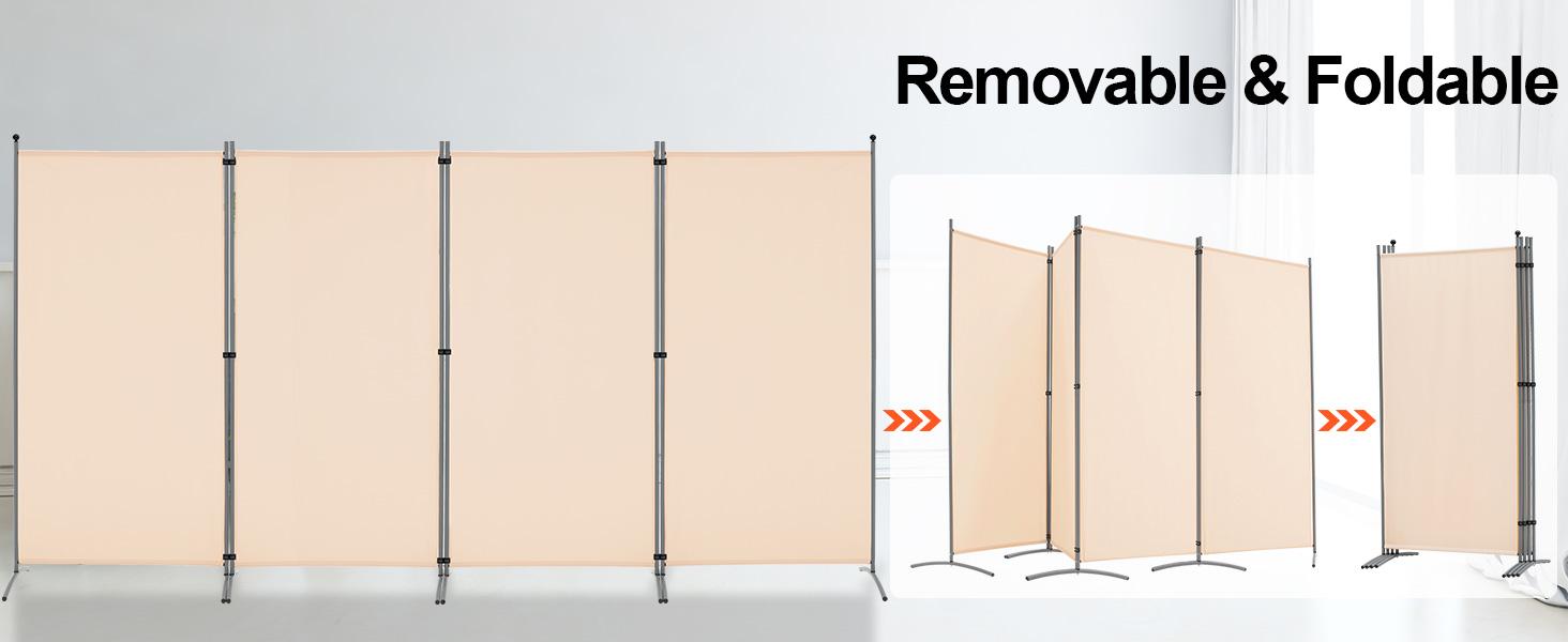 AHB 4 Panel Room Divider Folding Privacy Screen, Freestanding Fabric Partition Portable Room Partition Wall Dividers for Home Office Room Restaurant, 136" W X 72" H