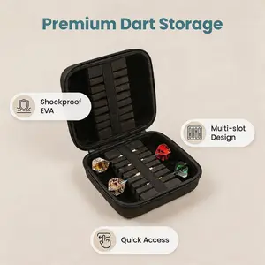 16-Piece Large Capacity Dart Storage Bag, Simple Hard Shell, Shockproof Eva Material, Multi-Compartment Design, Ideal for Dart Players