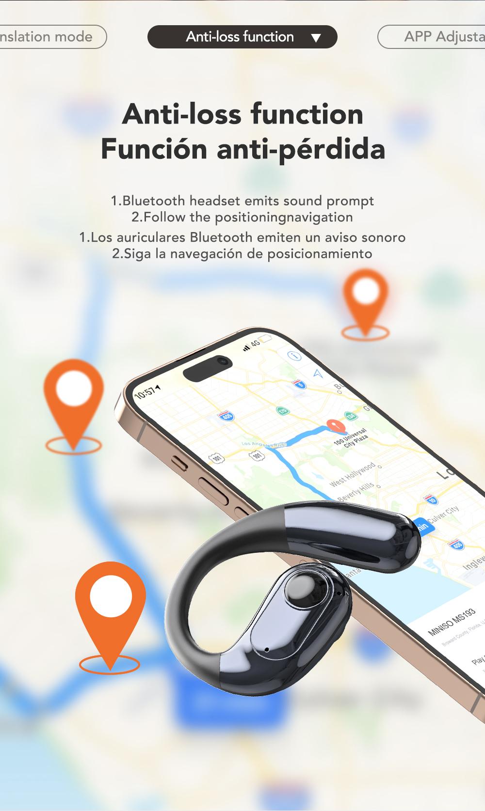 MINISO MS193 AI Translation Earbuds Open Ear Wireless Headphones 134 Languages Translatable Bluetooth Smart Earphones with APP LCD Screen Display Charging Case