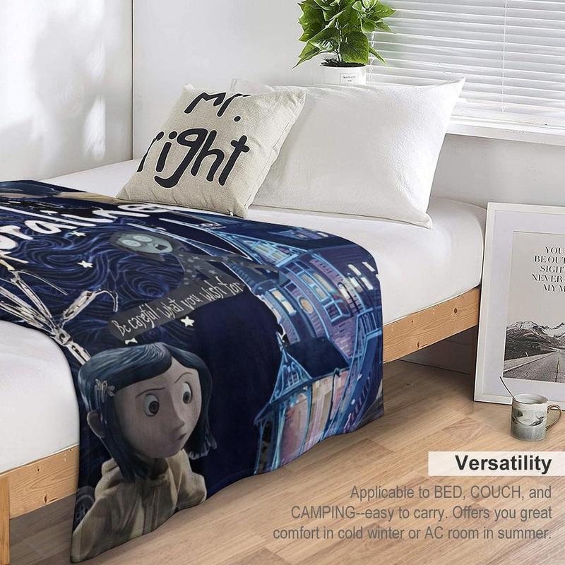 Coraline Super Soft Flannel Coraline BlanketDecorative Bedroom Living Room Suitable forKids/Adult Blanket, Style